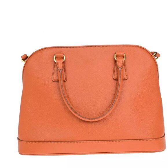 PRADA MILANO 2Way Shoulder Hand Bag Saffiano Leather Orange Gold Italy 99EB493 - Picture 3 of 15